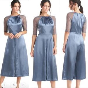 JS COLLECTIONS Leila Raglan Sleeve Jumpsuit Size 4 Aegean Blue‎